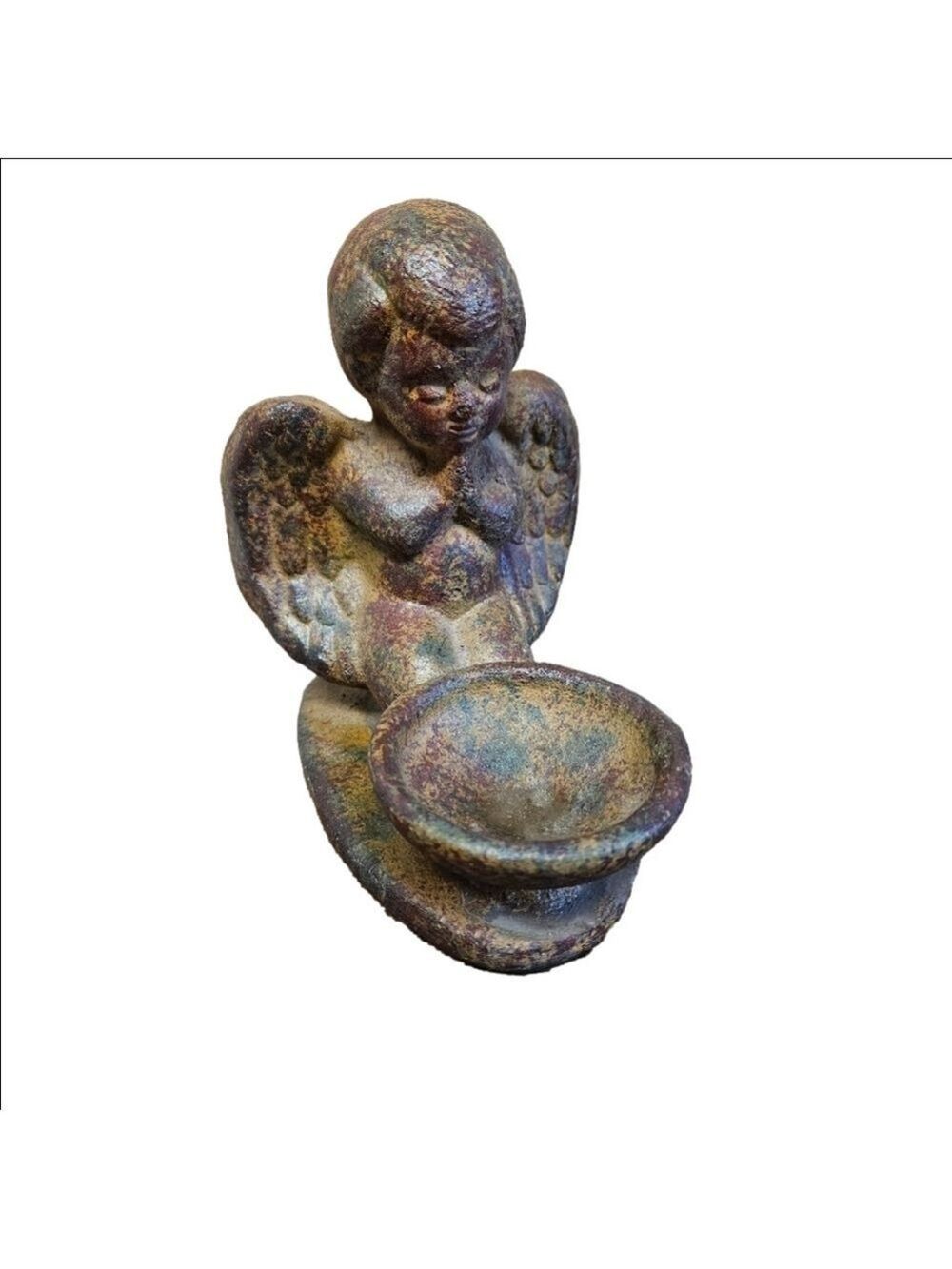 Vintage Iron Cherub Incense Burner/Votive Candle Holder